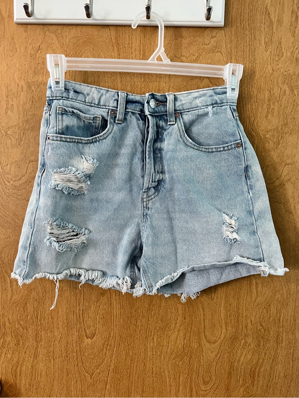 Wild Fable Light Blue Distressed High Waist Denim Shorts SZ 4 Waist 28 EUC